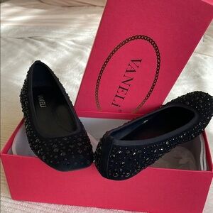 Vaneli Black Glitter Flats Sparkly Slip-On Loafers